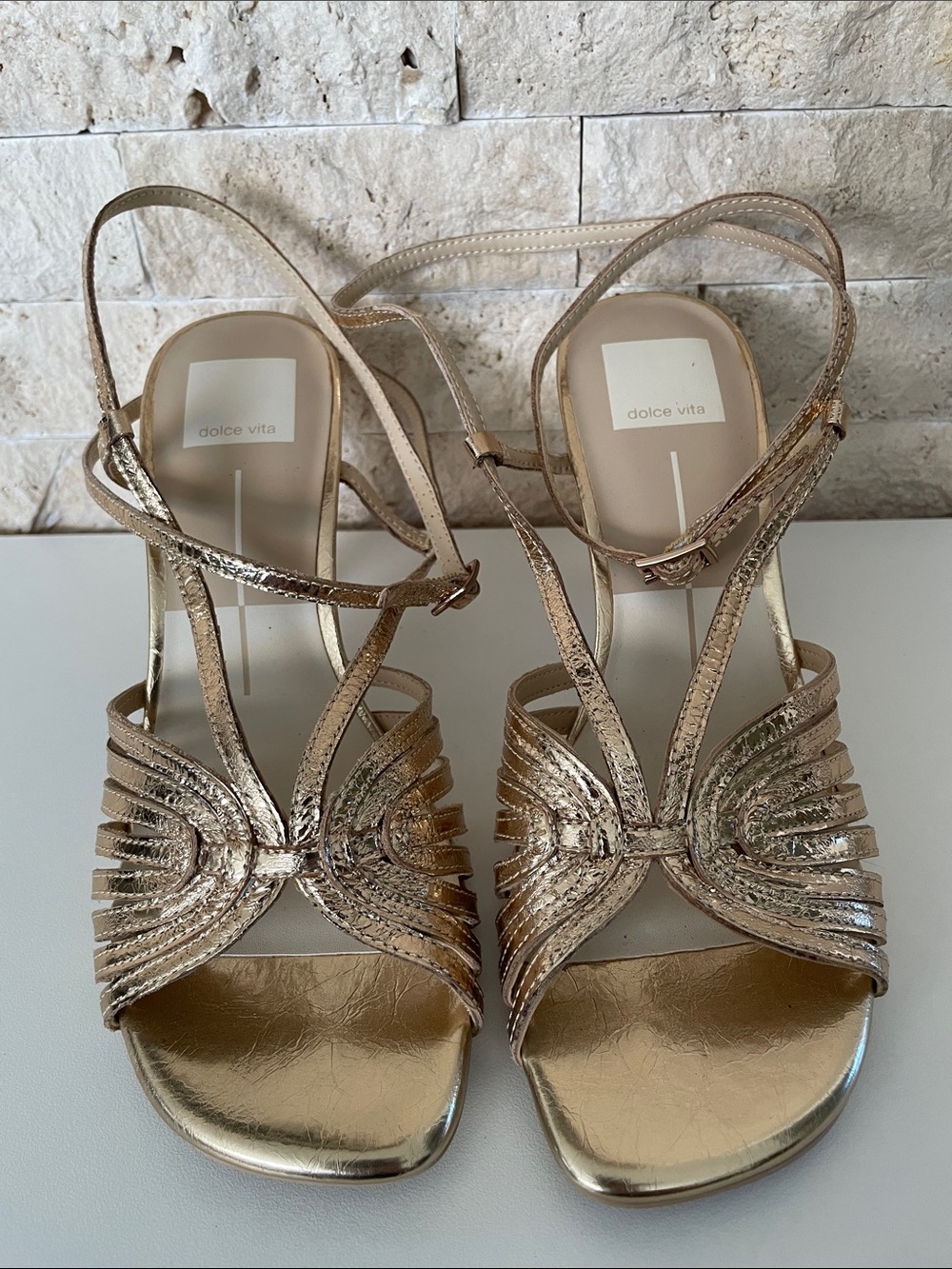 Dolce Vita Gold Metallic Strappy Heeled Sandals